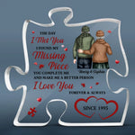 Custom Couple Anniversary Puzzle Piece Gifts - Personalized Shaped Acrylic Plaque
