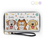 Custom Pet Name Dog and Cat Gifts for Pet Lovers - Personalized Leather Long Wallet