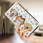 Custom Pet Name Dog and Cat Gifts for Pet Lovers - Personalized Leather Long Wallet