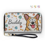 Custom Pet Name Dog and Cat Gifts for Pet Lovers - Personalized Leather Long Wallet