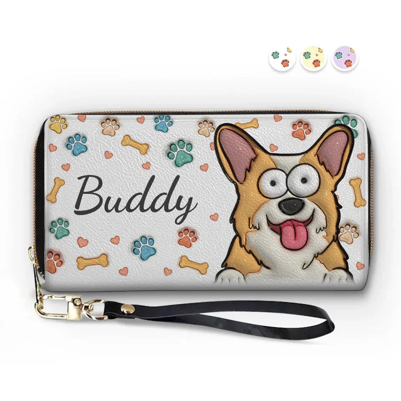 Peeking Paws, Little Jaws - Dog & Cat Personalized Custom 3D Inflated Effect Printed Leather Long Wallet -  Gift For Pet Owners, Pet Lovers