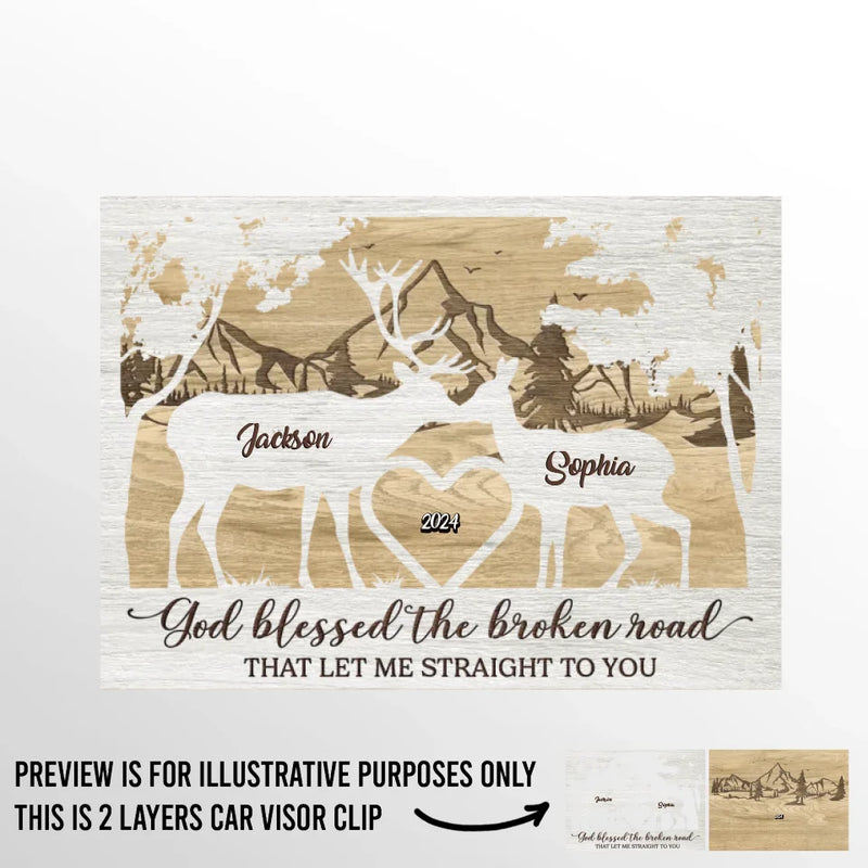Custom Name Deer Couple Gifts - Personalized Car Visor Clip