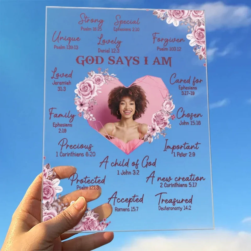 Custom Photo Christian Affirmation Gifts for Women - Personalized Acrylic Plaque