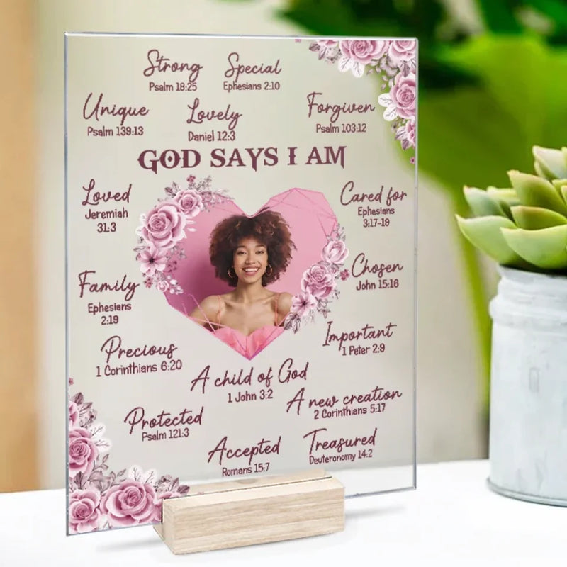 Custom Photo Christian Affirmation Gifts for Women - Personalized Acrylic Plaque