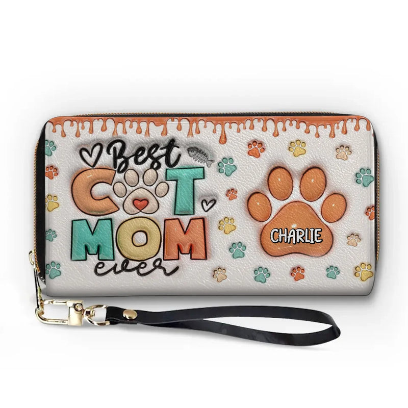 Custom Name Dog Mom Gifts for Women - Personalized Leather Long Wallet