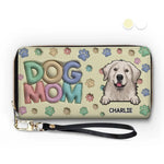 Custom Name Dog Mom Gifts for Dog Lovers - Personalized Leather Long Wallet
