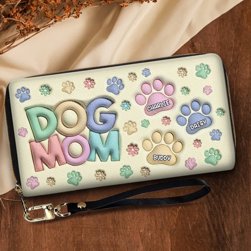 Happiness Is A Warm Paw - Dog & Cat Personalized Custom 3D Inflated Effect Printed Leather Long Wallet -  Gift For Pet Owners, Pet Lovers