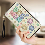 Custom Name Dog Mom Gifts for Women - Personalized Leather Long Wallet