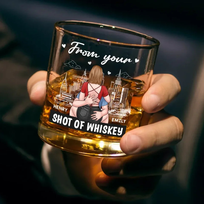 Your Embrace Is My Safe Haven - Couple Personalized Custom Whiskey Glass - Gift For Husband Wife, Anniversary