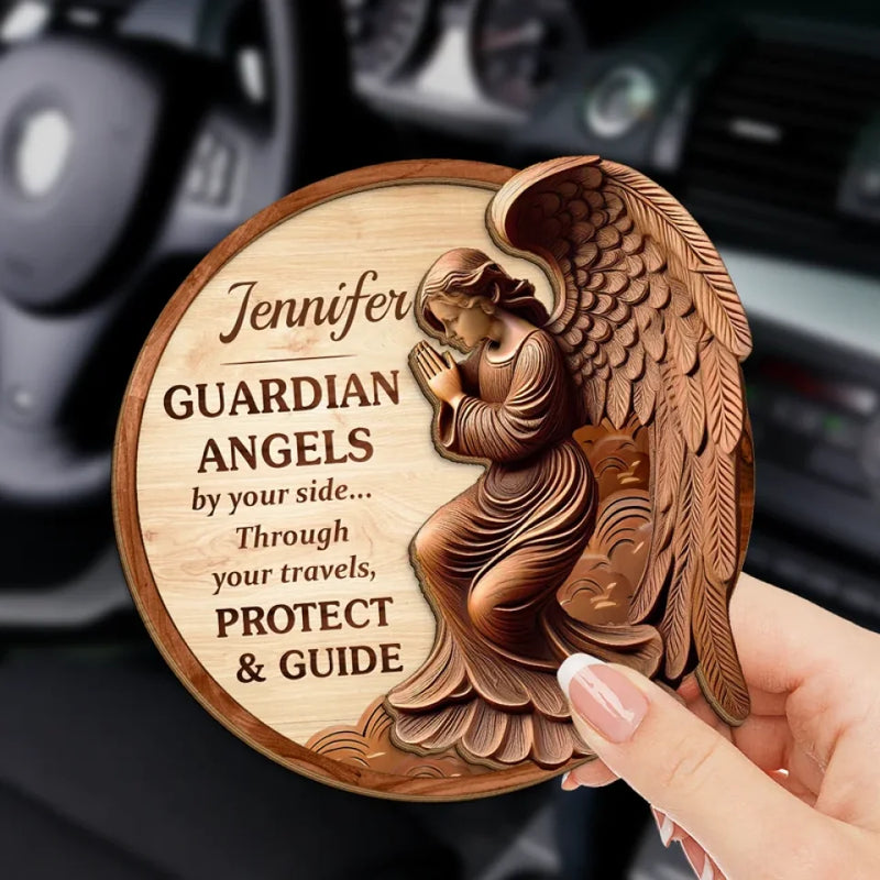 Guardian Angels By Your Side	- Family Personalized Custom Car Visor Clip - Gift For Son, Daughter, Grandson, Granddaughter
