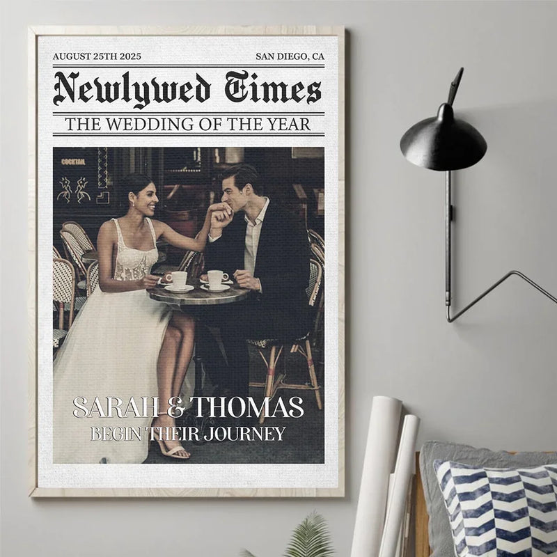 Custom Photo Newlywed Times, The Wedding Of The Year - Couple Personalized Custom Vertical Poster - Gift For Husband Wife, Anniversary