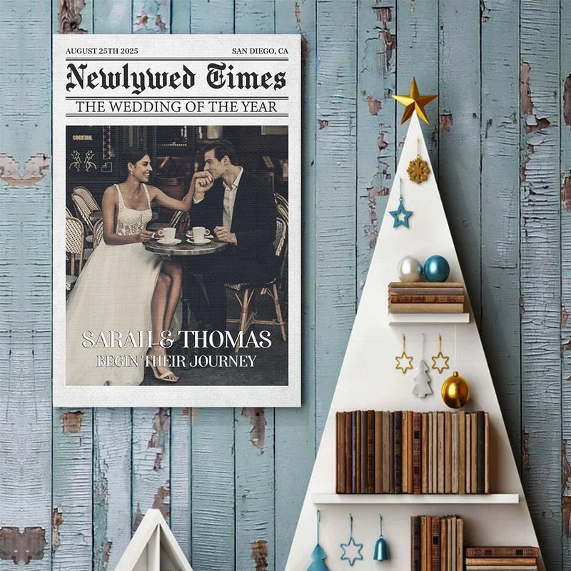 Custom Photo Newlywed Times, The Wedding Of The Year - Couple Personalized Custom Vertical Poster - Gift For Husband Wife, Anniversary