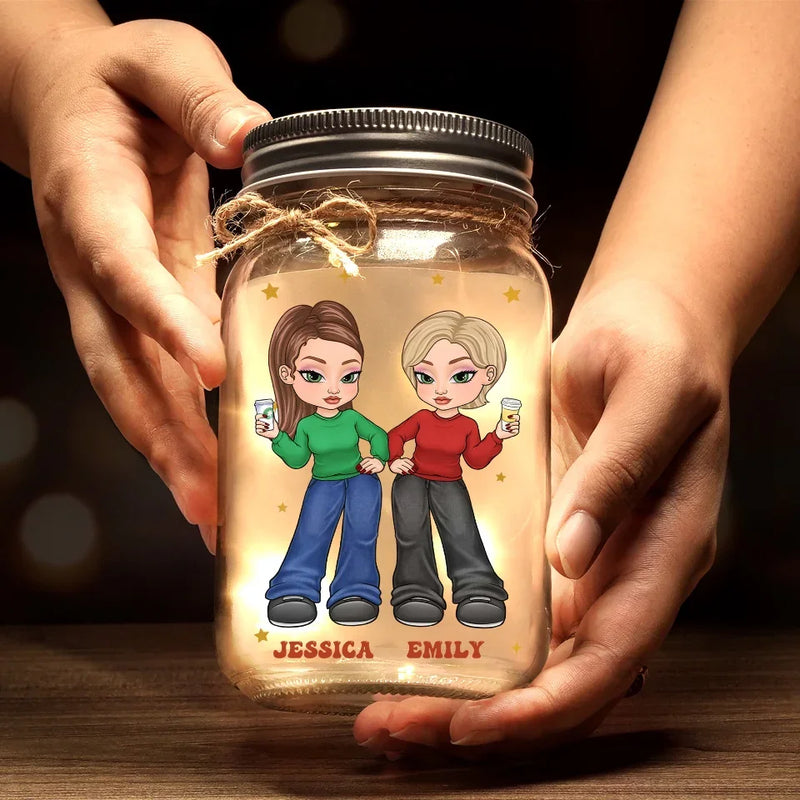 Custom Name Funny Best Friend Gifts for Women - Personalized Mason Jar Light