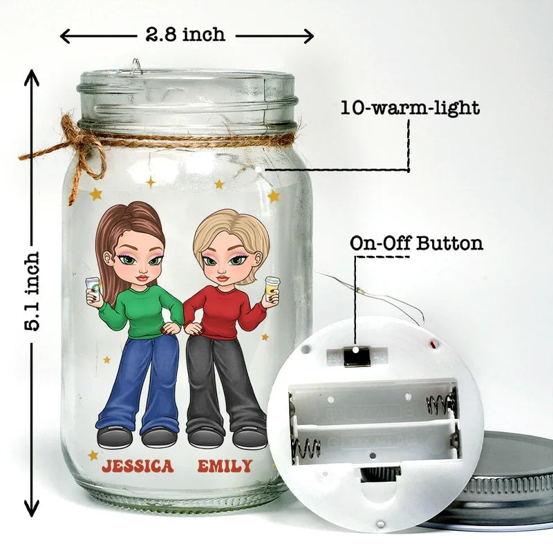 Custom Name Funny Best Friend Gifts for Women - Personalized Mason Jar Light