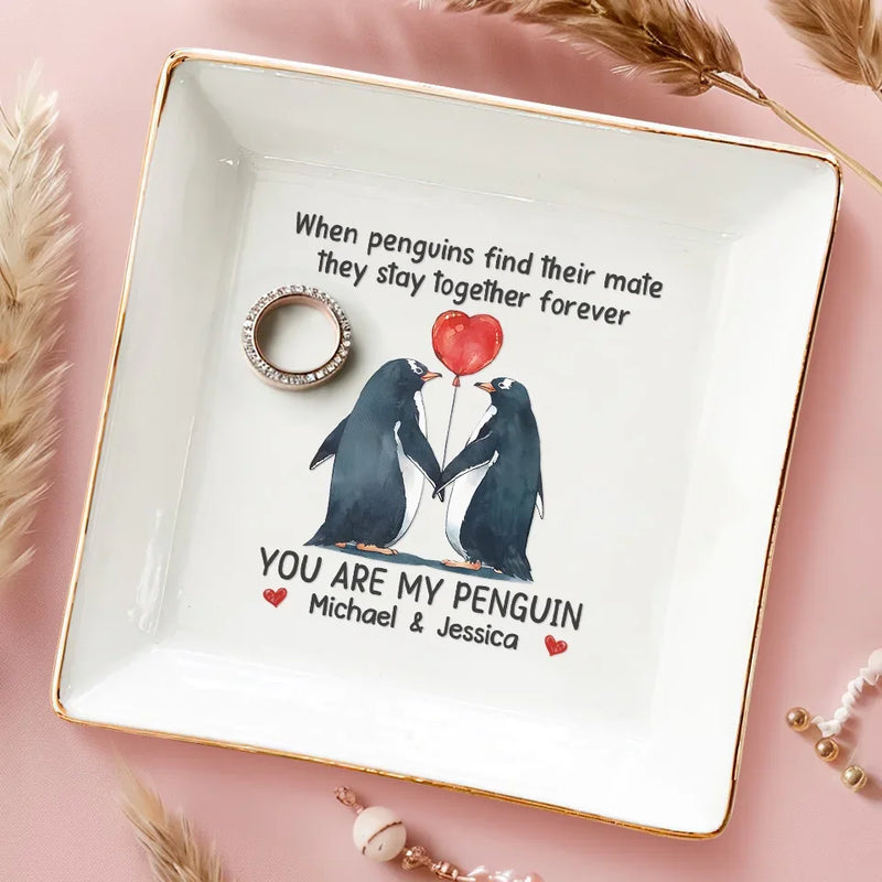 You're My Penguin - Couple Personalized Custom Jewelry Dish - Gift For Husband Wife, Anniversary