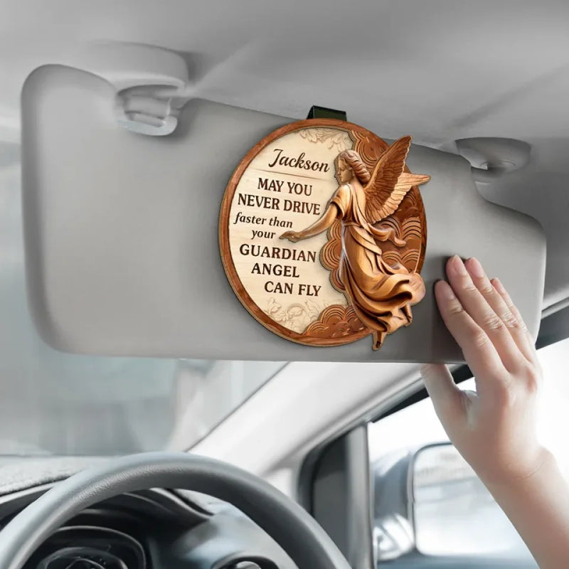 Custom Name Guardian Angel Gifts - Personalized Car Visor Clip