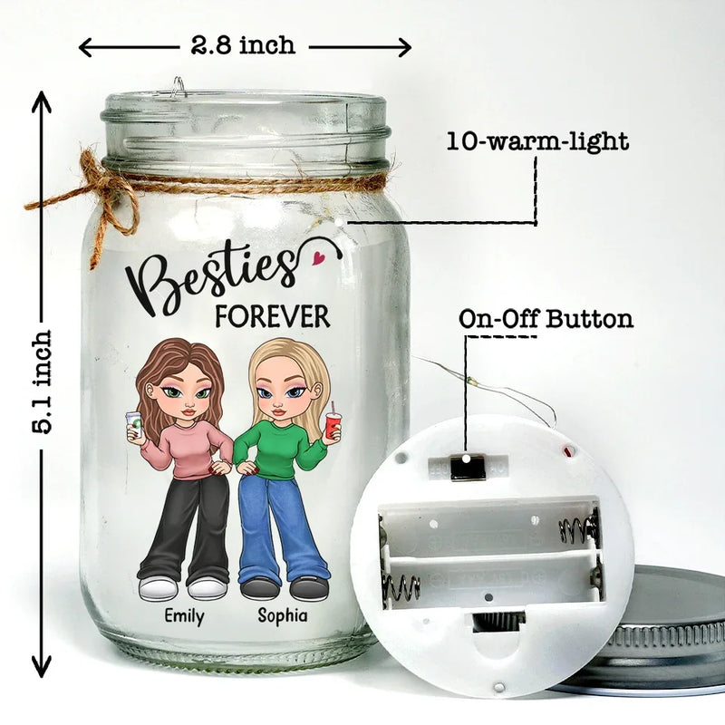 Better Together, Always And Forever - Bestie Personalized Custom Mason Jar Light - Christmas Gift For Best Friends, BFF, Sisters