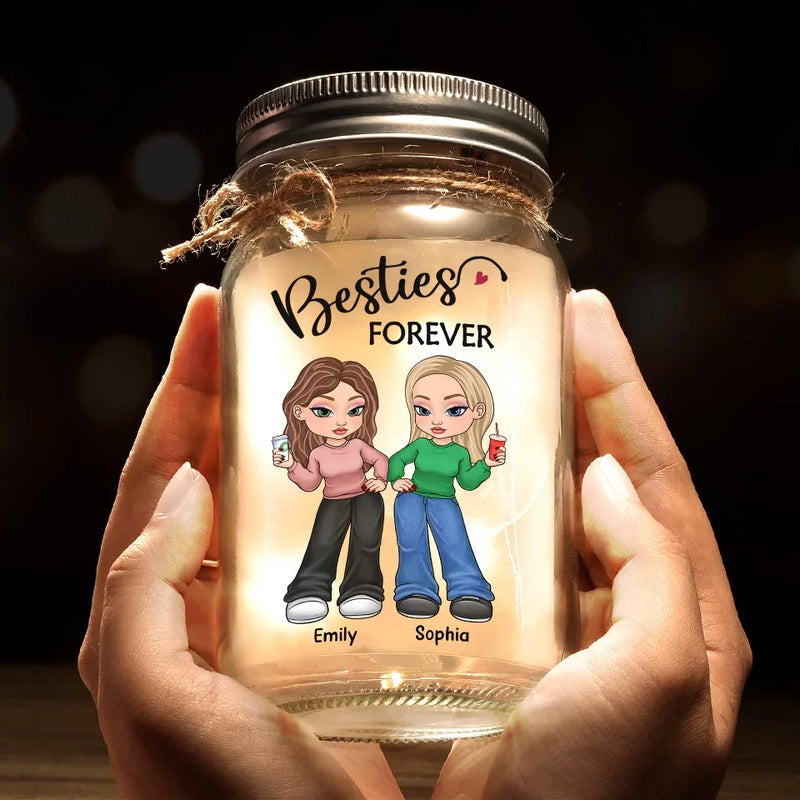 Better Together, Always And Forever - Bestie Personalized Custom Mason Jar Light - Christmas Gift For Best Friends, BFF, Sisters