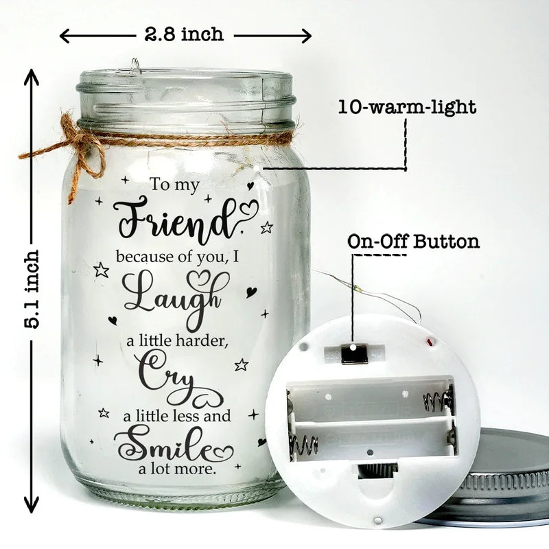 Custom Name Sister Friendship Gifts - Personalized Mason Jar Light