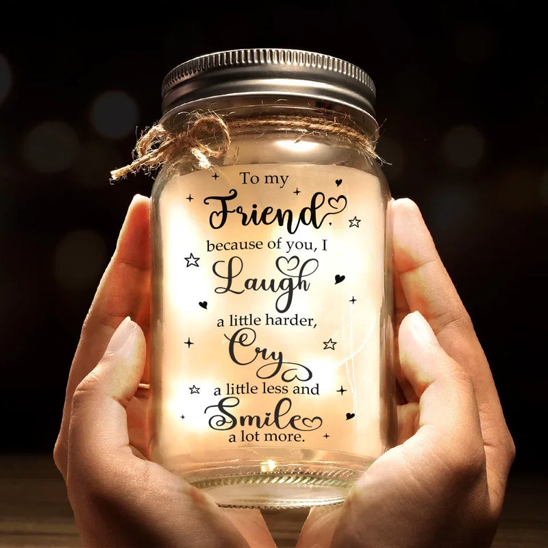 Custom Name Sister Friendship Gifts - Personalized Mason Jar Light