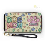 Custom Name Dog Mom Gifts for Women - Personalized Leather Long Wallet