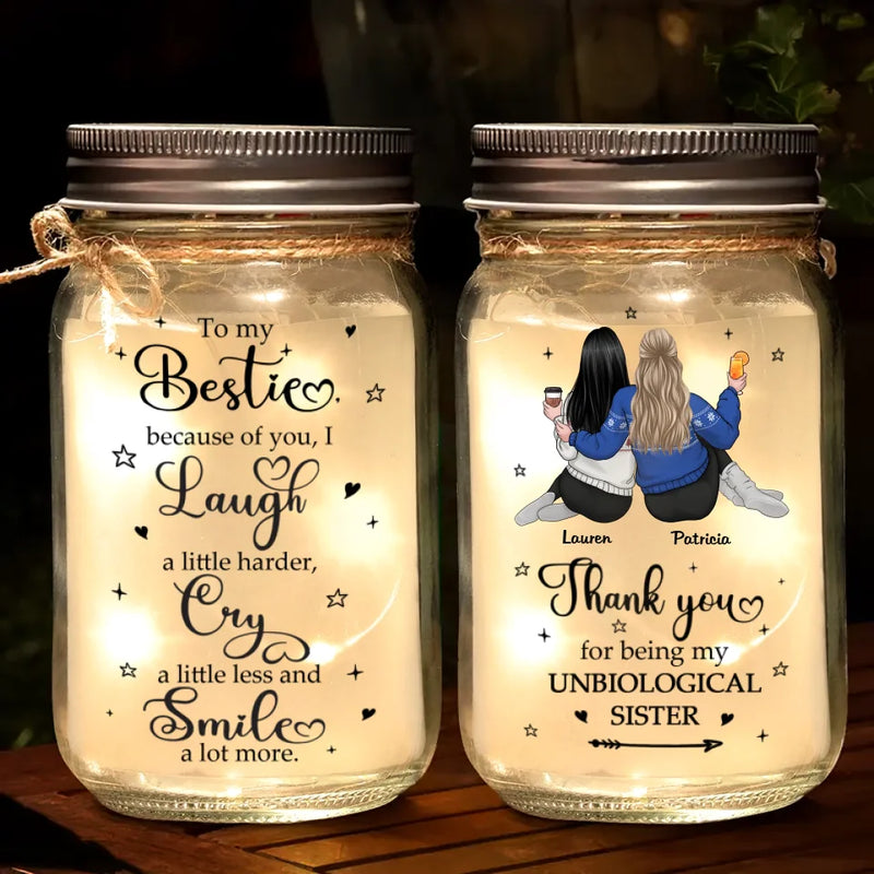 Custom Name Sister Friendship Gifts - Personalized Mason Jar Light