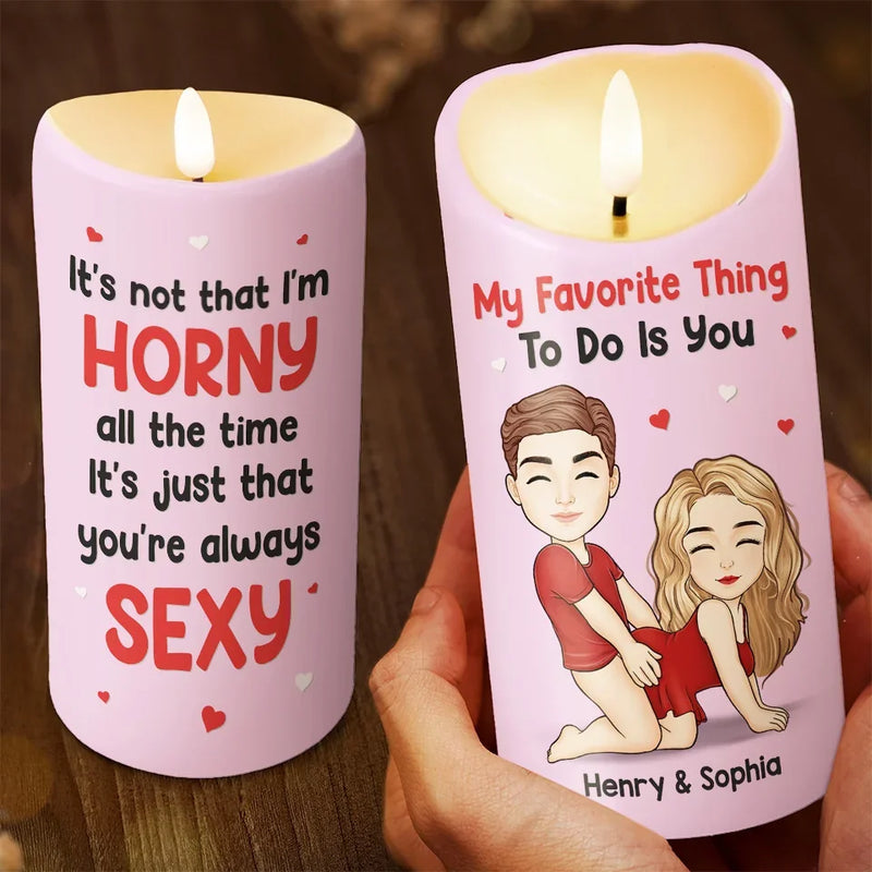 The Way You Tease Me Drives Me Crazy - Couple Personalized Custom LED Candle - Gift For Husband Wife, Anniversary