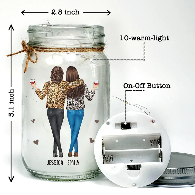 Custom Name Bestie Sister Gifts for Women - Personalized Mason Jar Light