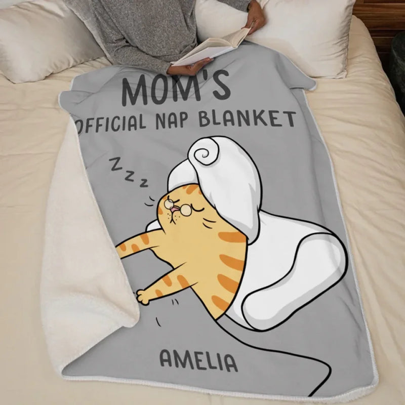 Mom's Official Nap Blanket - Family Personalized Custom Blanket - Gift For Family Members