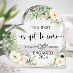 Custom Name Floral Engagement Gifts for Couples - Personalized Shaped Acrylic Plaque