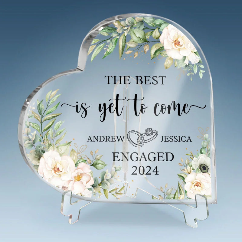 Engaged And In Love - Couple Personalized Custom Heart Shaped Acrylic Plaque - Gift For Husband Wife, Anniversary