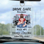 Custom Name Funny Wife Love Gifts for Husband - Personalized Car Ornament