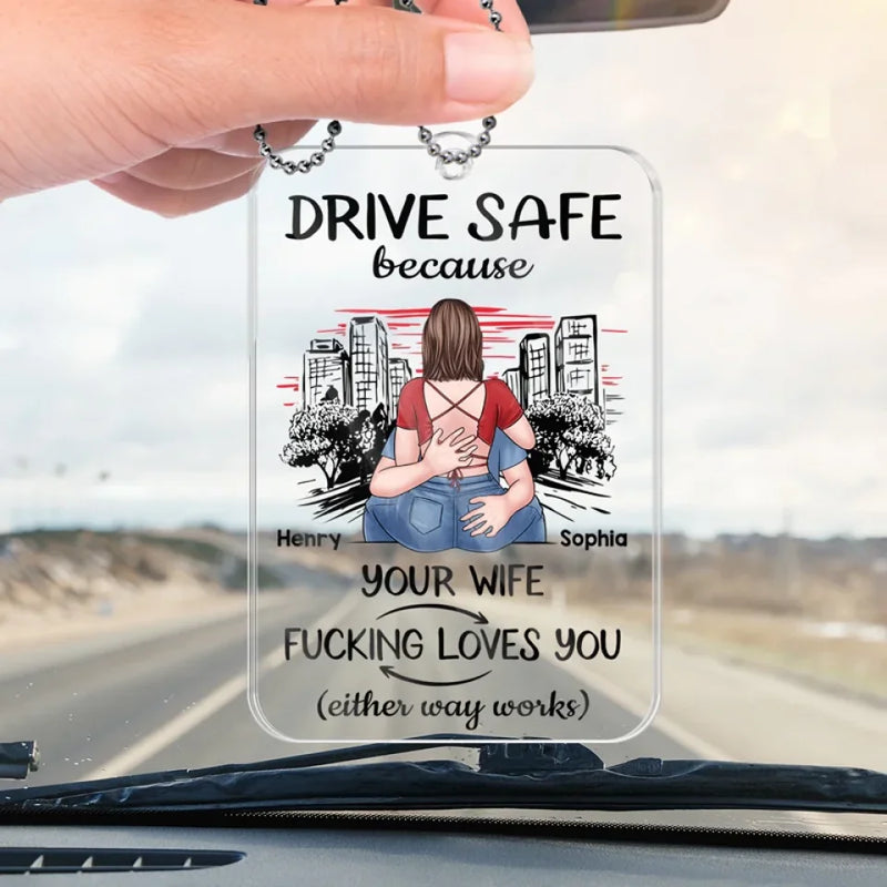 Custom Name Funny Wife Love Gifts for Husband - Personalized Car Ornament