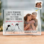 Custom Photo Penguin Couple Gifts - Personalized Shaped Acrylic Plaque
