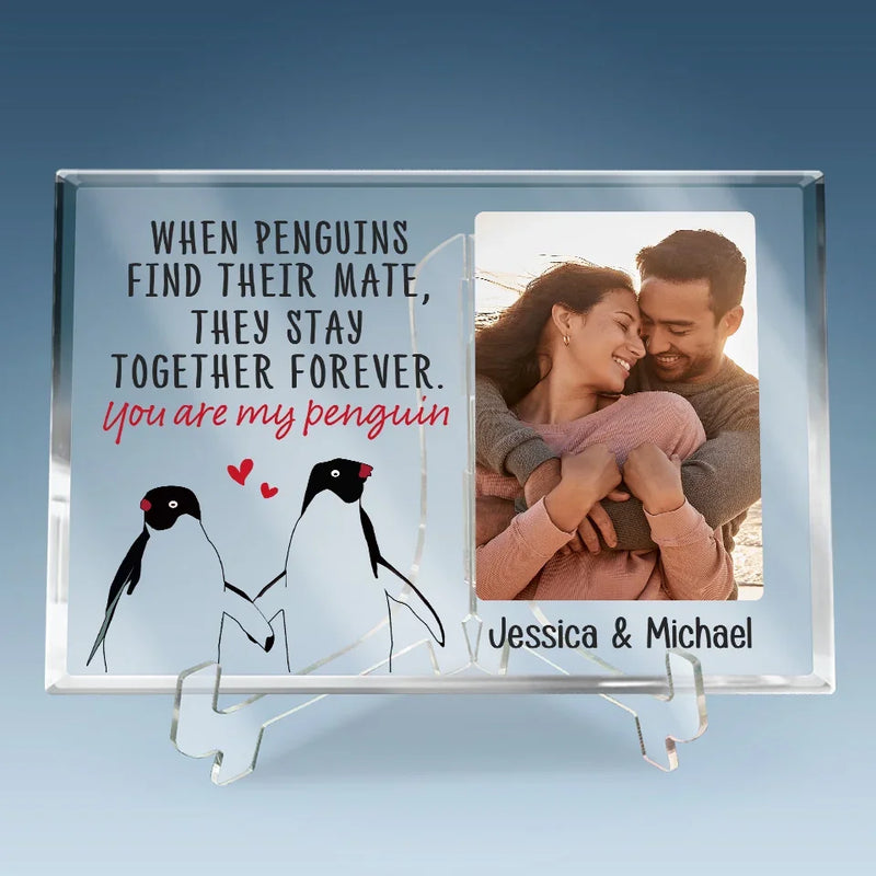 Custom Photo Penguin Couple Gifts - Personalized Shaped Acrylic Plaque