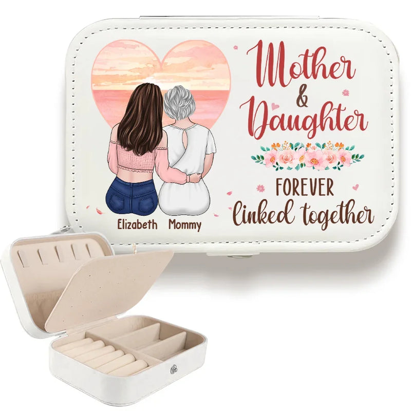 Mother & Daughters Forever Linked Together - Family Personalized Custom Jewelry Case - Gift For Mom, Daughter