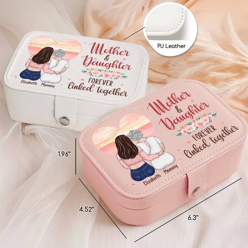 Mother & Daughters Forever Linked Together - Family Personalized Custom Jewelry Case - Gift For Mom, Daughter