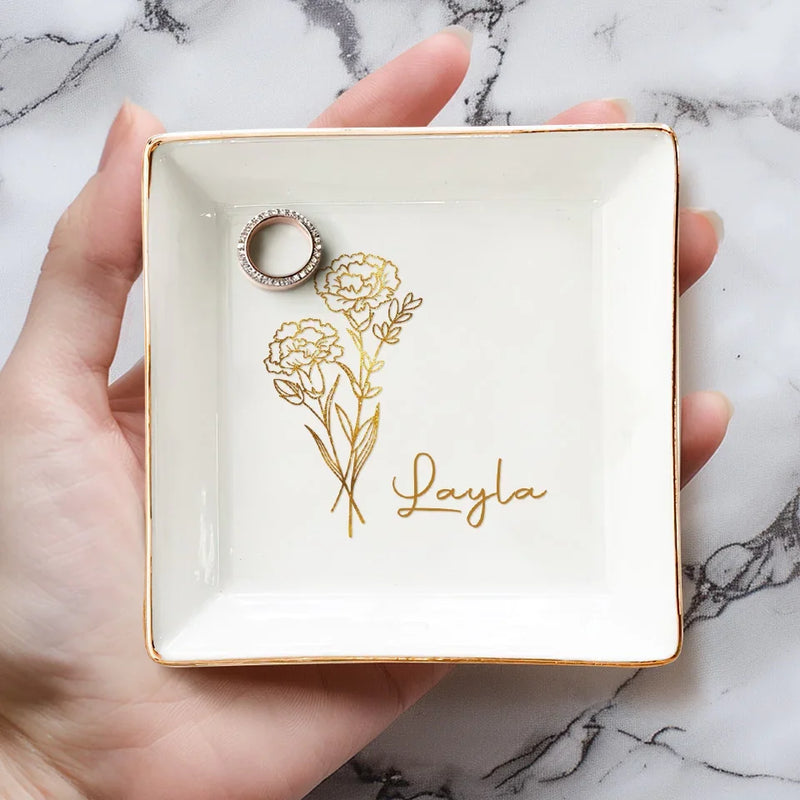 A Best Friend Is A Treasure Chest Of Memories And Laughter - Bestie Personalized Custom Jewelry Dish - Wedding Gift, Bridesmaid Gift For Best Friends, BFF, Sisters