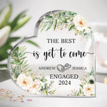 Custom Name Floral Engagement Gifts for Couples - Personalized Shaped Acrylic Plaque