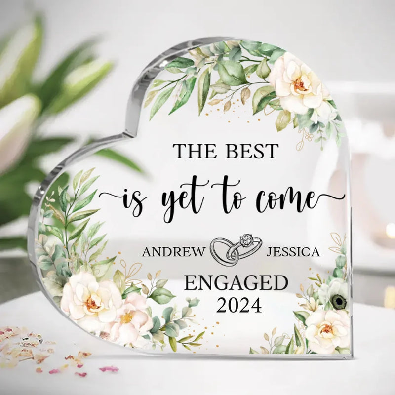 Custom Name Floral Engagement Gifts for Couples - Personalized Shaped Acrylic Plaque
