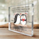 Custom Name Penguin Couple Gifts - Personalized Shaped Acrylic Plaque