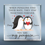 Custom Name Penguin Couple Gifts - Personalized Shaped Acrylic Plaque