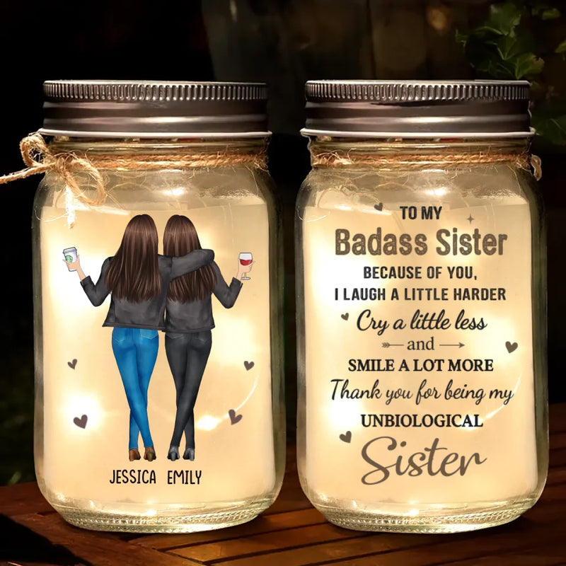 Custom Name Bestie Sister Gifts for Women - Personalized Mason Jar Light