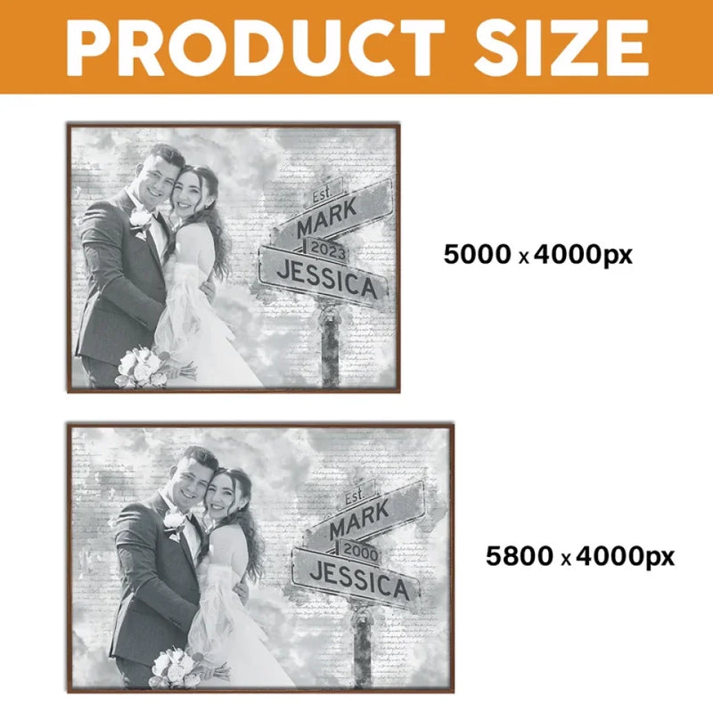 Custom Photo Wedding Couple Gifts - Personalized Digital Art