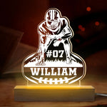 Custom Name Number Football Gifts for Players - Personalized Acrylic LED Light