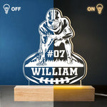 Custom Name Number Football Gifts for Players - Personalized Acrylic LED Light