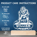 Custom Name Number Football Gifts for Players - Personalized Acrylic LED Light