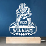 Custom Name Number Football Gifts for Players - Personalized Acrylic LED Light