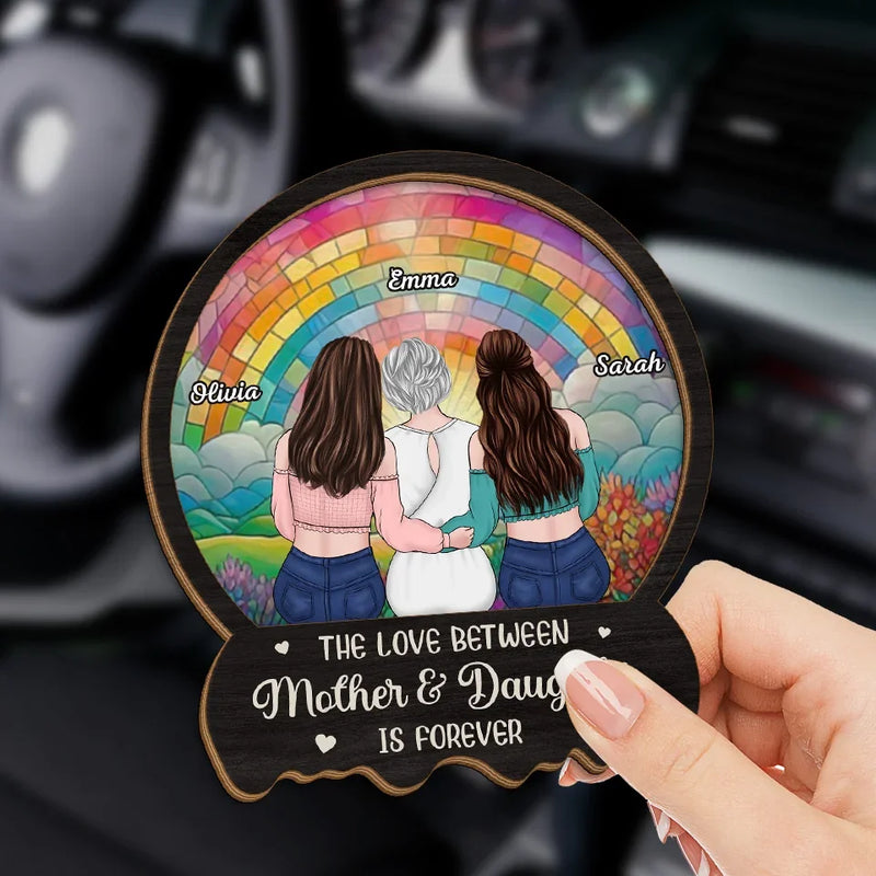 Custom Name Mother Daughter Rainbow Gifts - Personalized Car Visor Clip