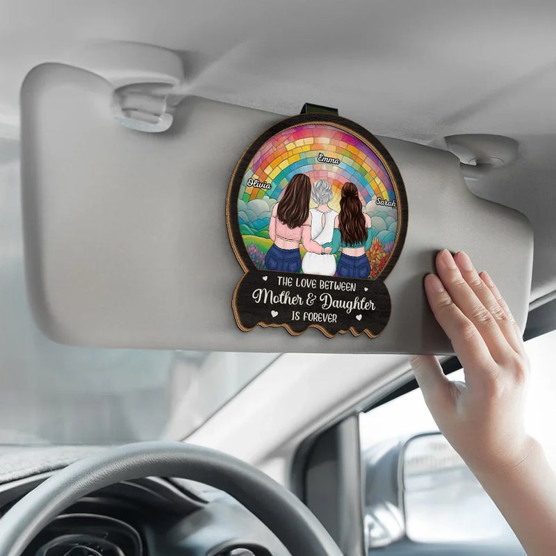 Custom Name Mother Daughter Rainbow Gifts - Personalized Car Visor Clip